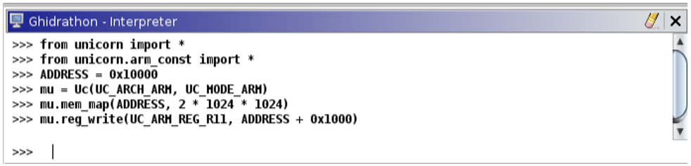 Using Ghidrathon to import Unicorn and configure ARM emulator