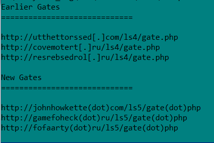 Earlier and newer Hancitor gates