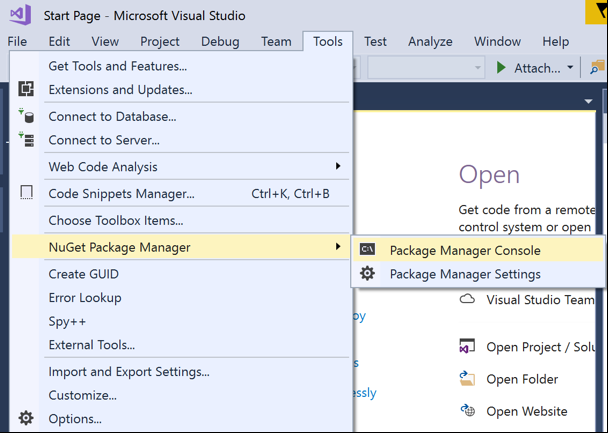 Open NuGet Package Manager