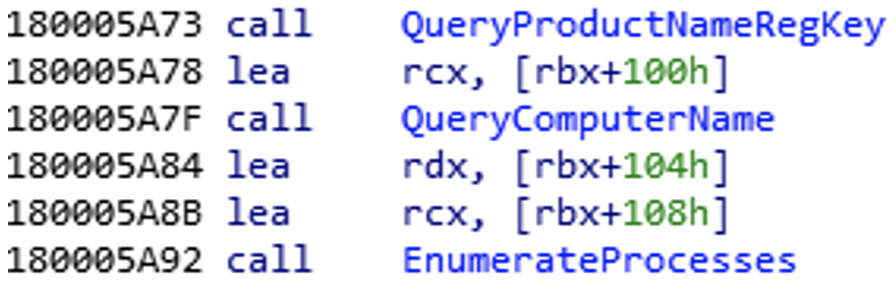 Calling functions to enumerate the host