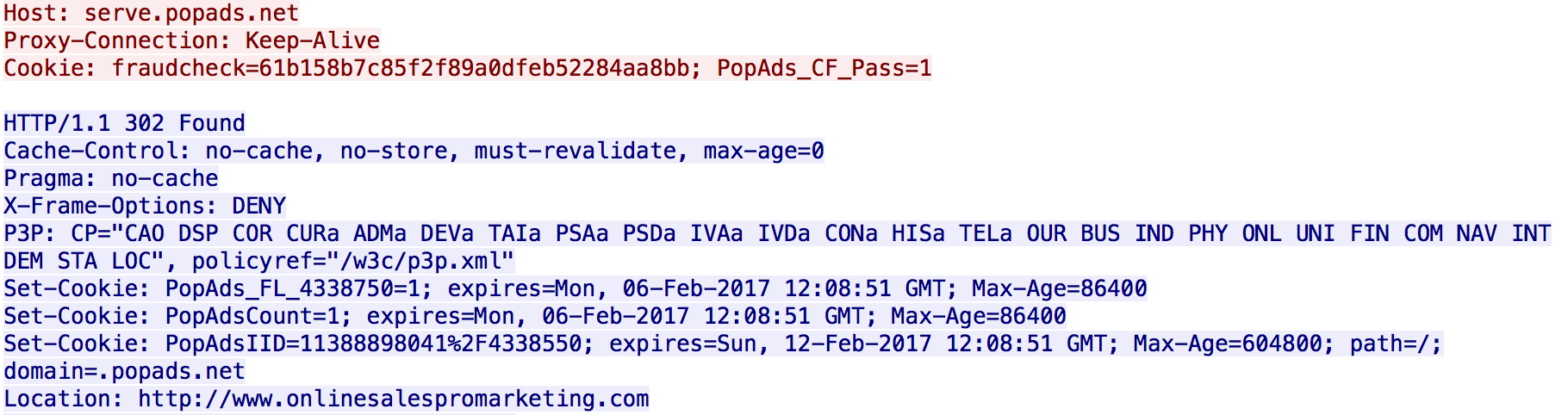 serve.popads[.]シャドウ サーバーへのネット リダイレクト