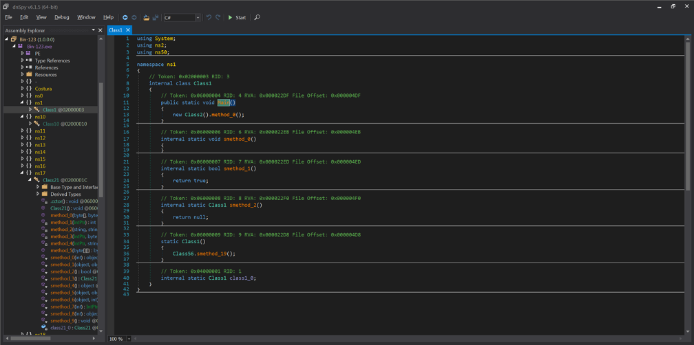 dnSpy showing empty methods