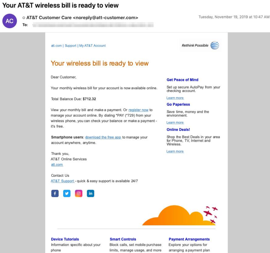 AT&T email lure