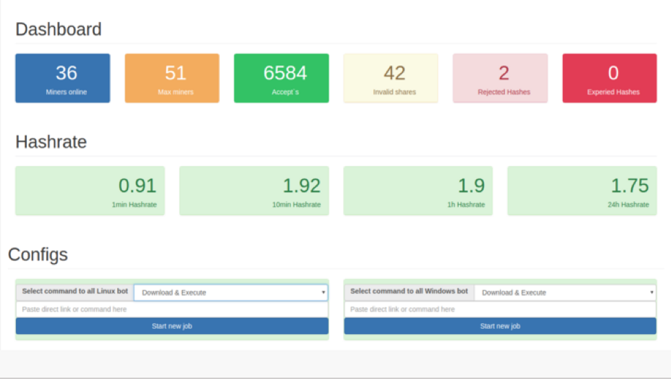 Miner bot web panel