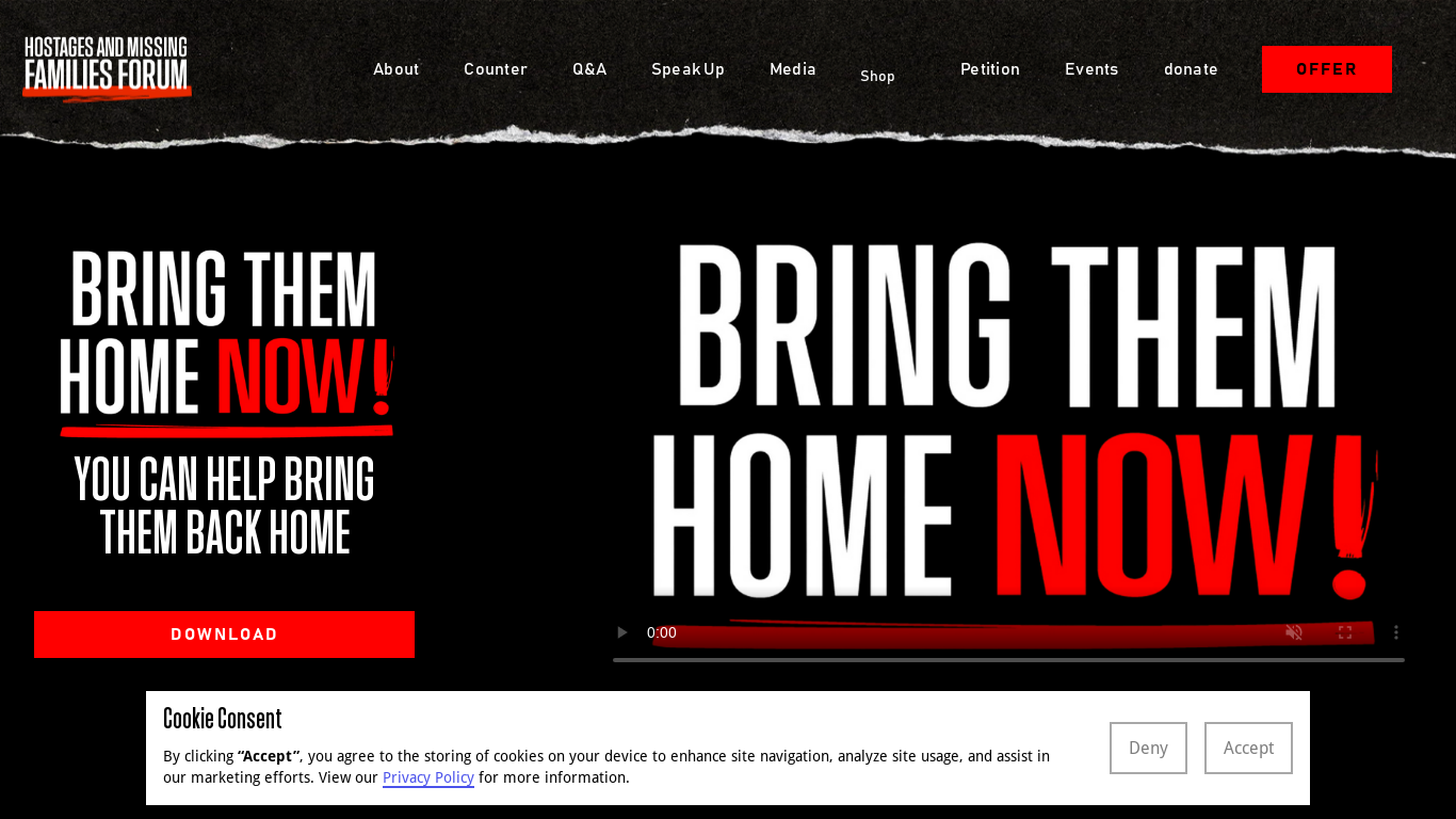 Fake website posing as the “Bring Them Home Now” movement, calling for the return of Israelis kidnapped by Hamas