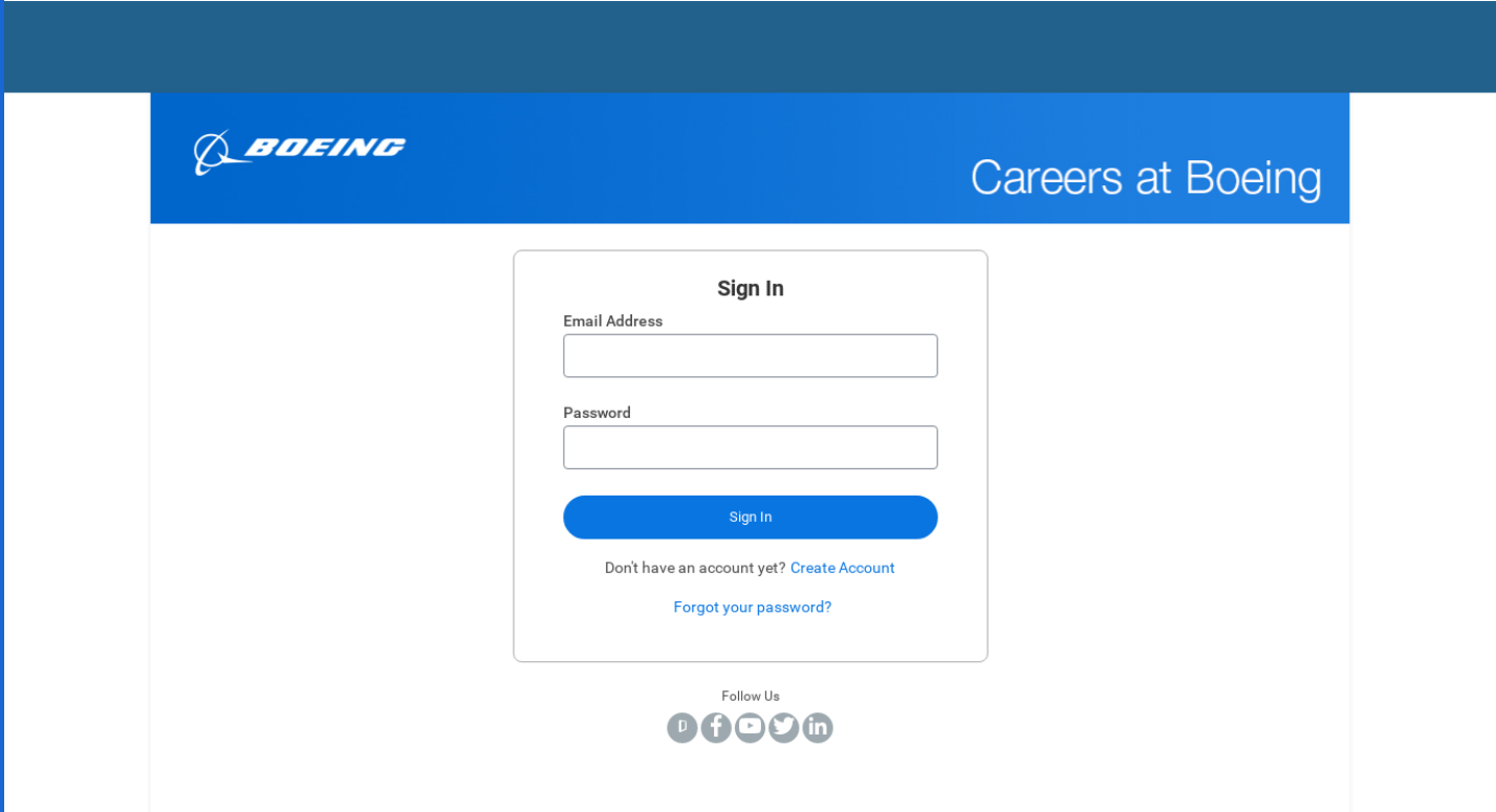 Fake login page masquerading as the aerospace company Boeing