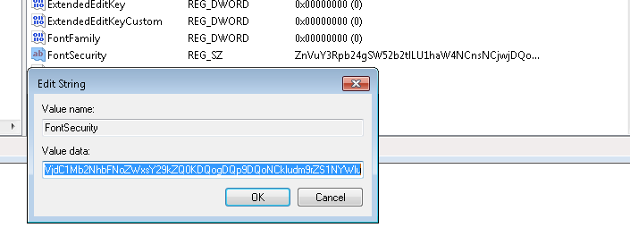 Registry value containing encoded PowerShell script