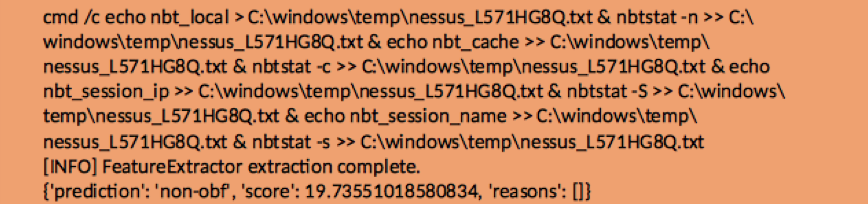 An example that would likely be misclassified by an ML detector that uses simplistic statistical features; however, our ML obfuscation detector currently identifies it as non-obfuscated