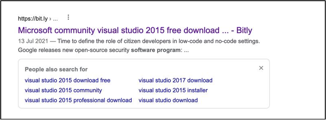Google search results with link to the actor-created content on the compromised website