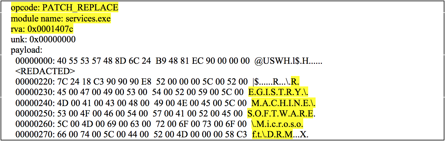 Parsed patch structure from the shim database file