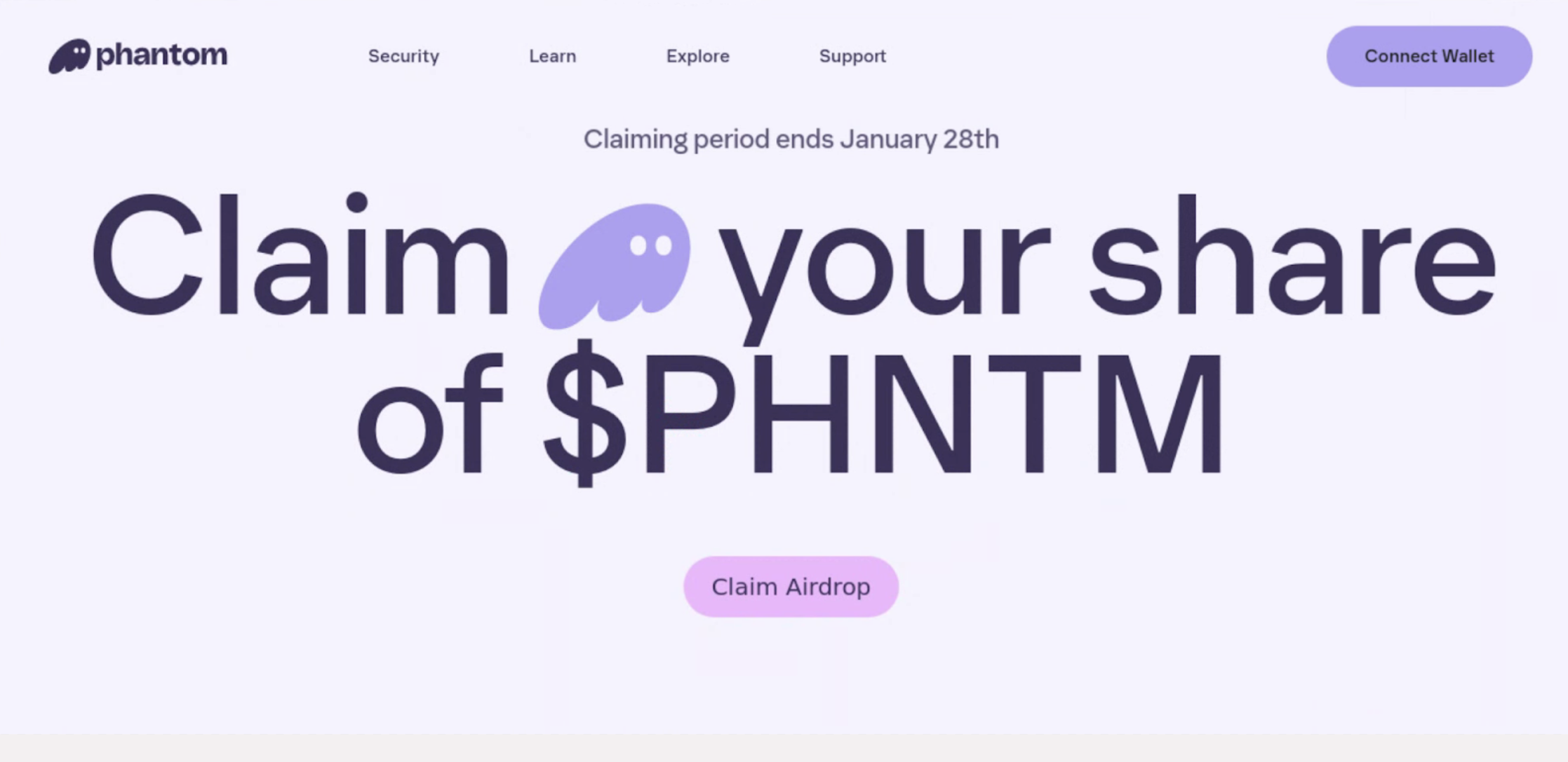 Sample $PHNTM airdrop-themed phishing page