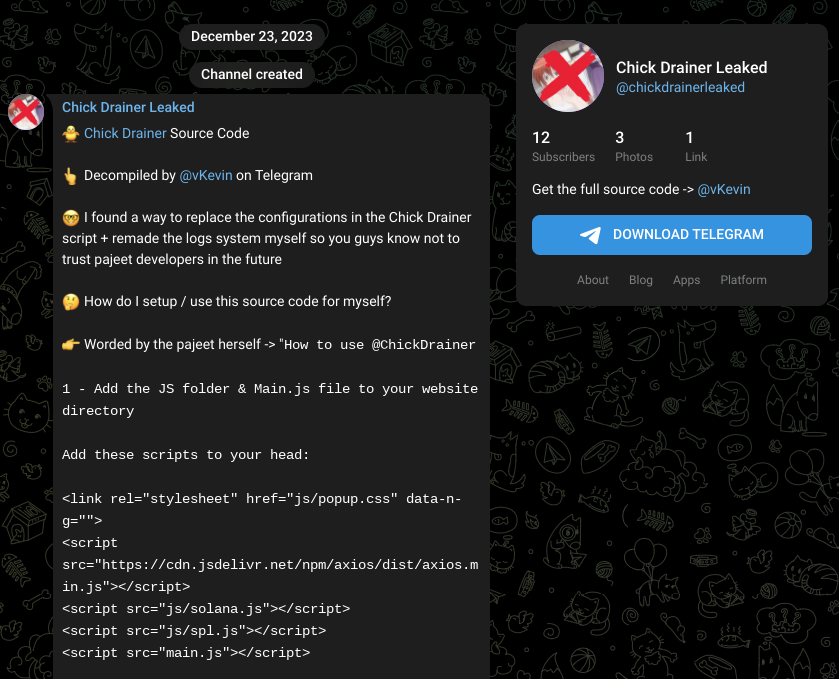@chickdrainerleaked Telegram channel