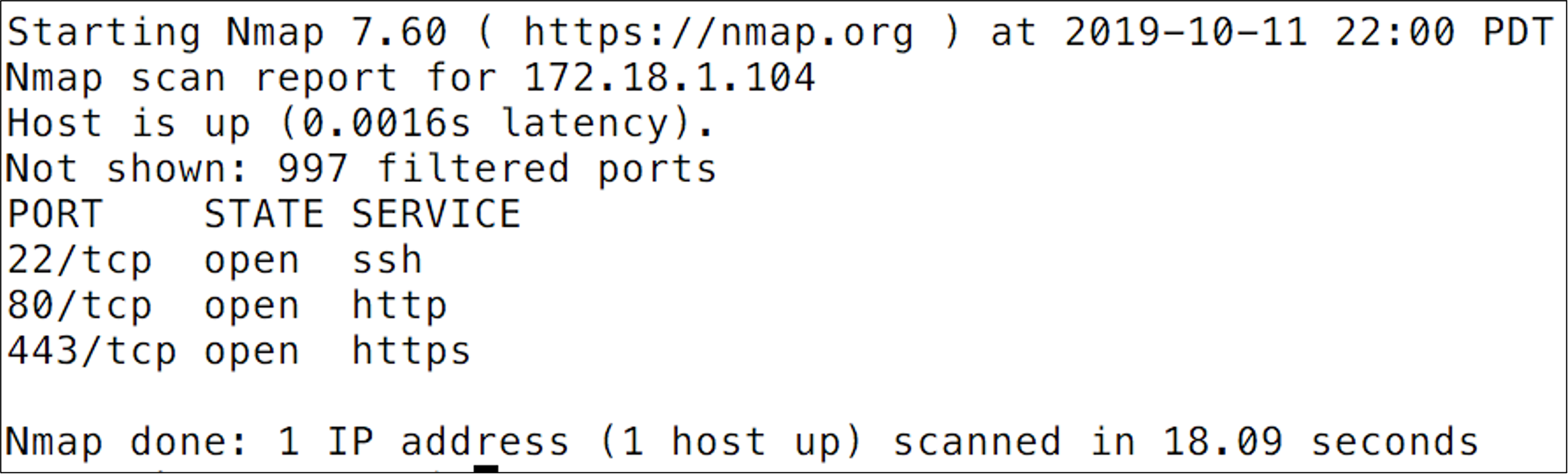 Port scan results from the X2e