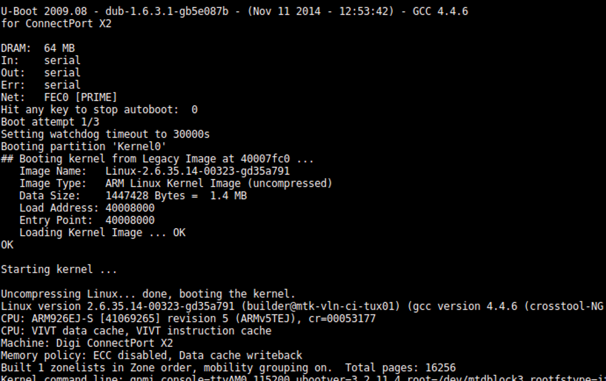 UART boot messages