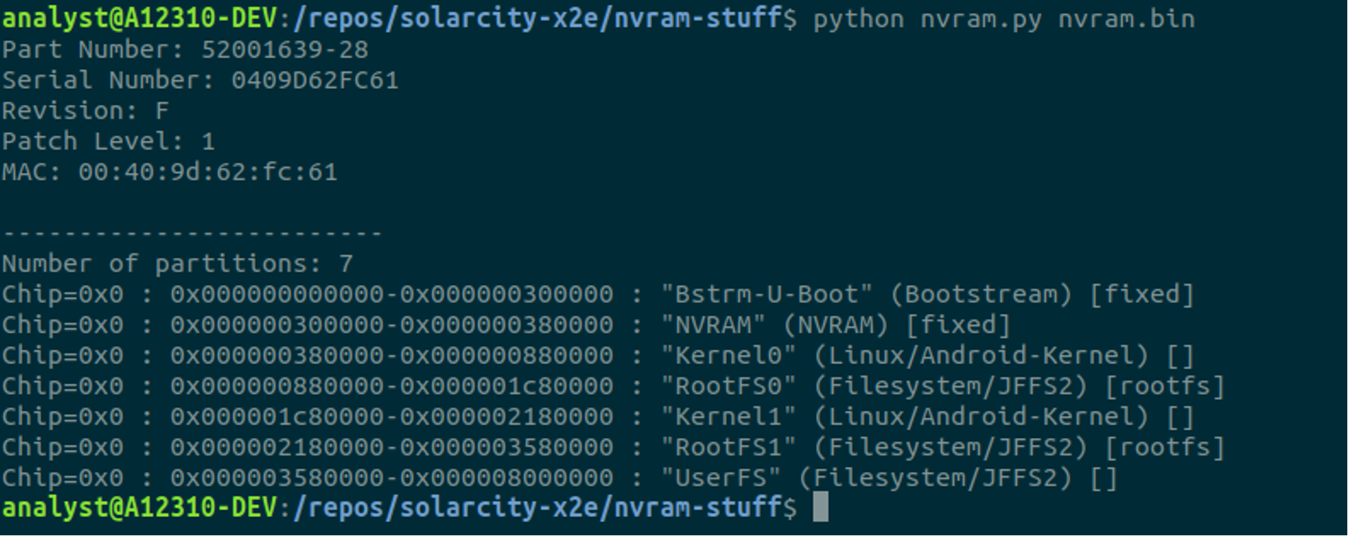 Parsing bootloader nvram configuration from flash