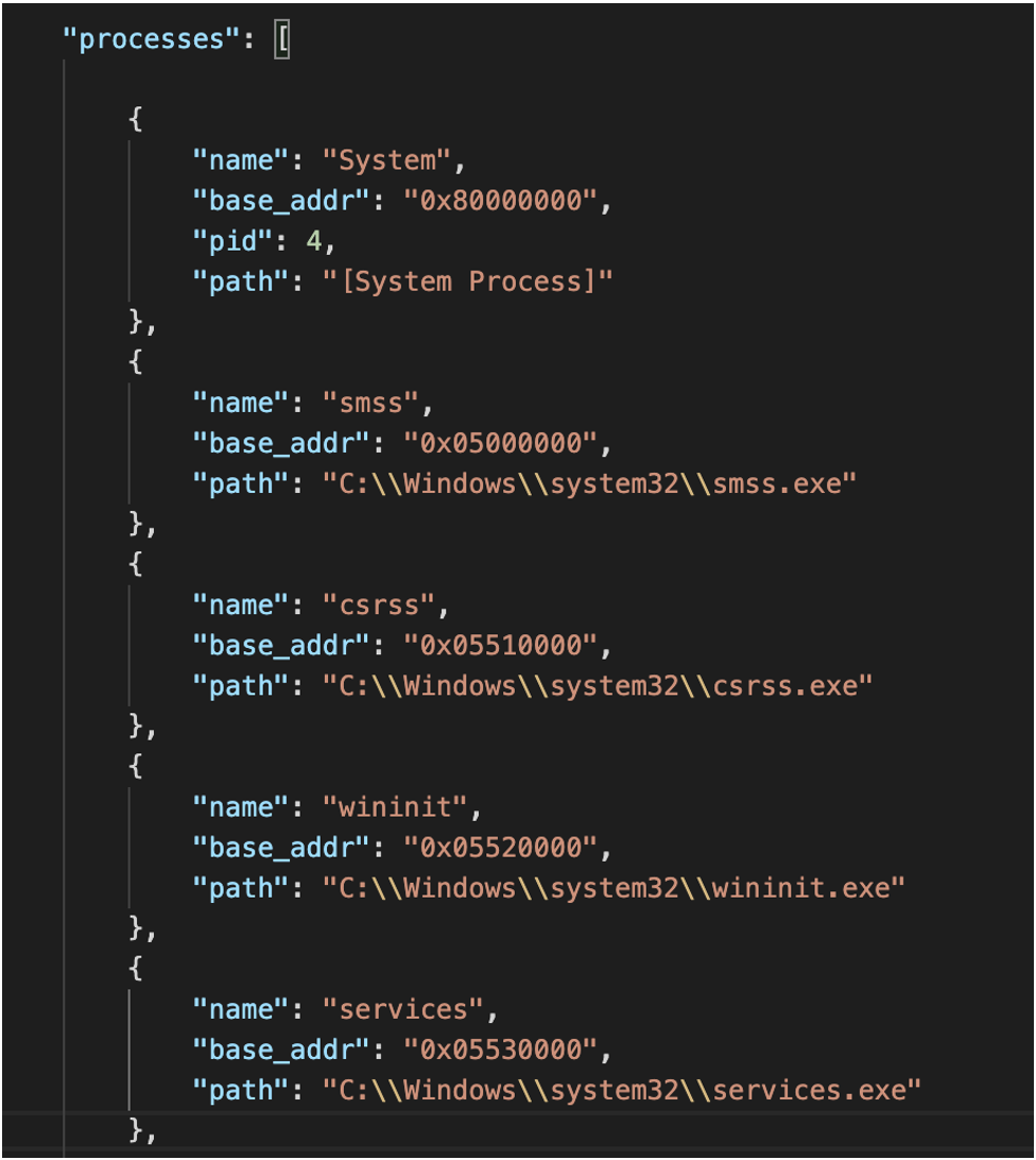 Process listing configuration field supplied to Speakeasy