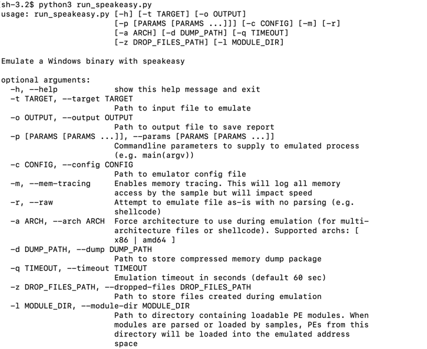 Command line arguments for run_speakeasy.py