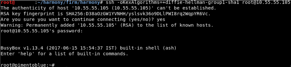 The SSH interface was enabled after a reboot