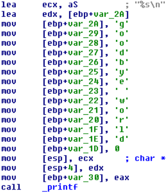 Manually constructed string on the stack