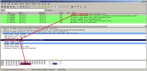 0xC123D のシーケンスおよび確認応答オフセットを持つ TCP SYN