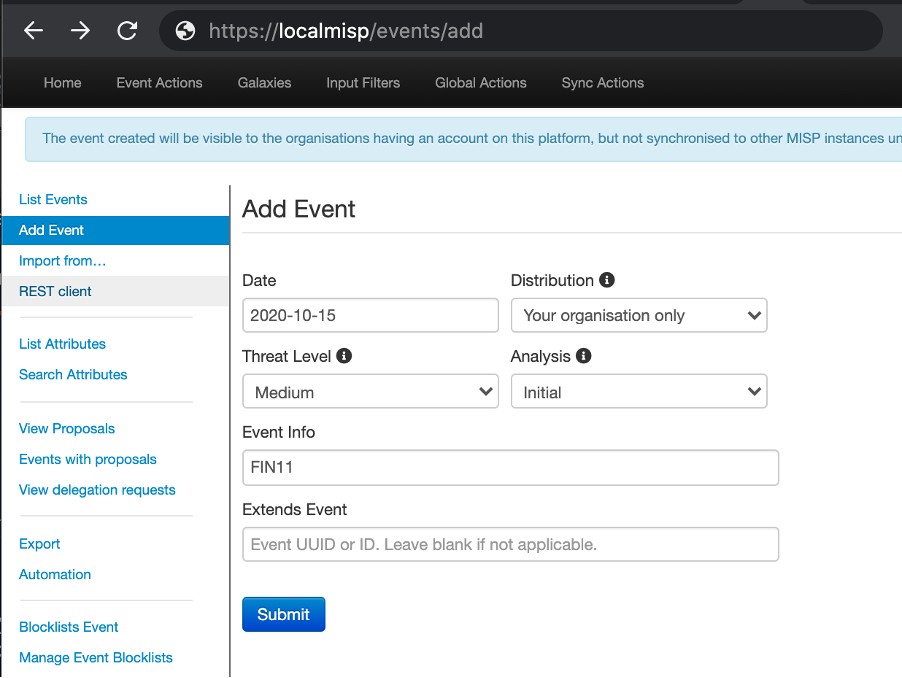 MISP triage of events