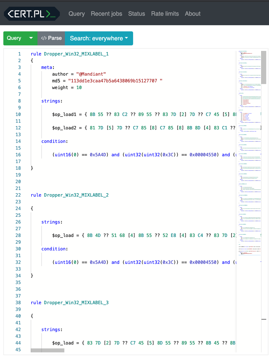 mquery YARA ルール ハンティング FIN11 マルウェアの検索