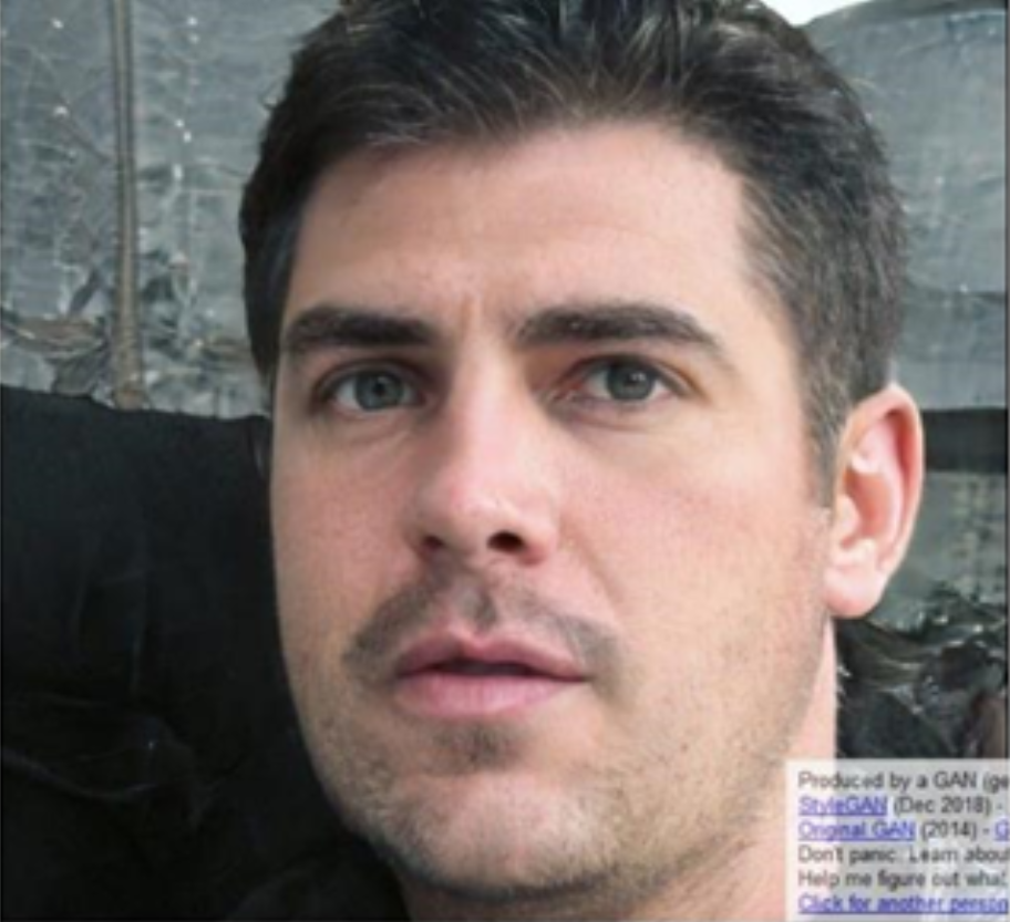 An AI-generated image used as a profile photo by a persona in a pro-Cuban government network displayed a text box showing that the image was generated using the website thispersondoesnotexist.com