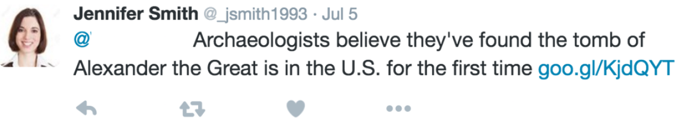 Figure 6: AI-generated tweet in 2016 that created lure content based on target's own previous tweets