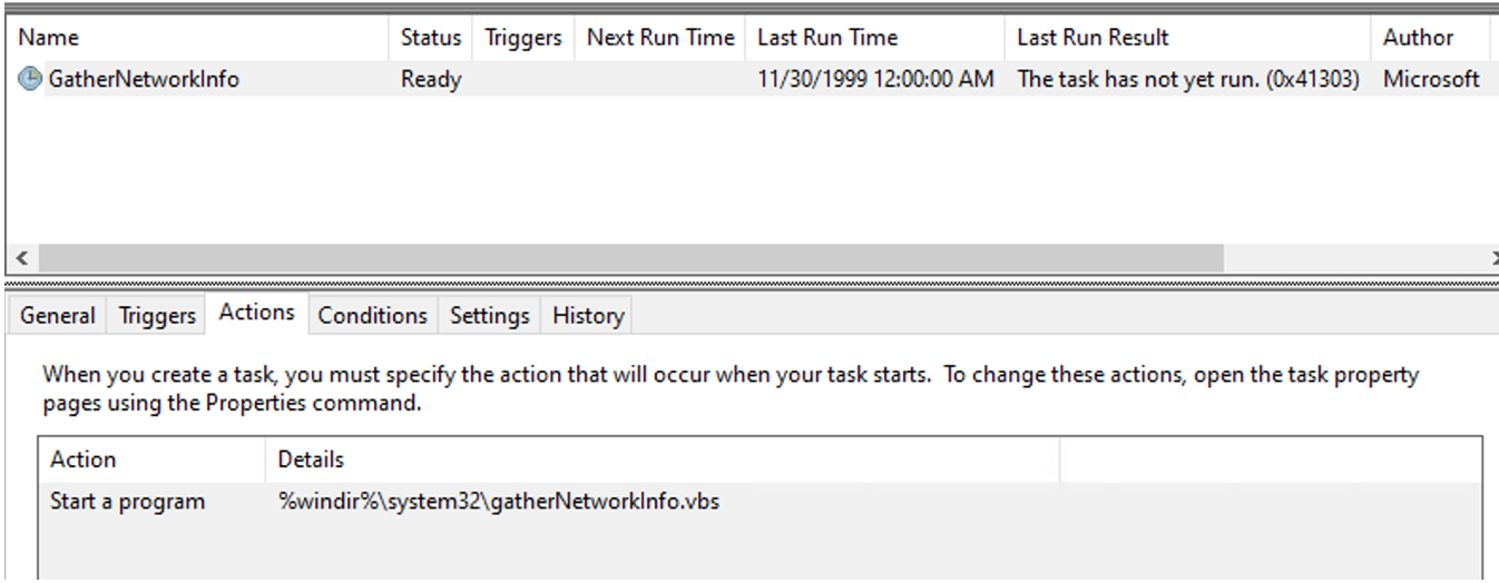 Legitimate GatherNetworkInfo task configuration