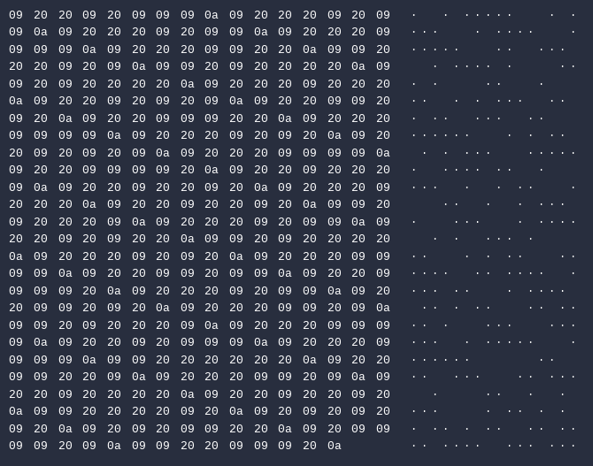 src.txt as viewed in a HEX editor
