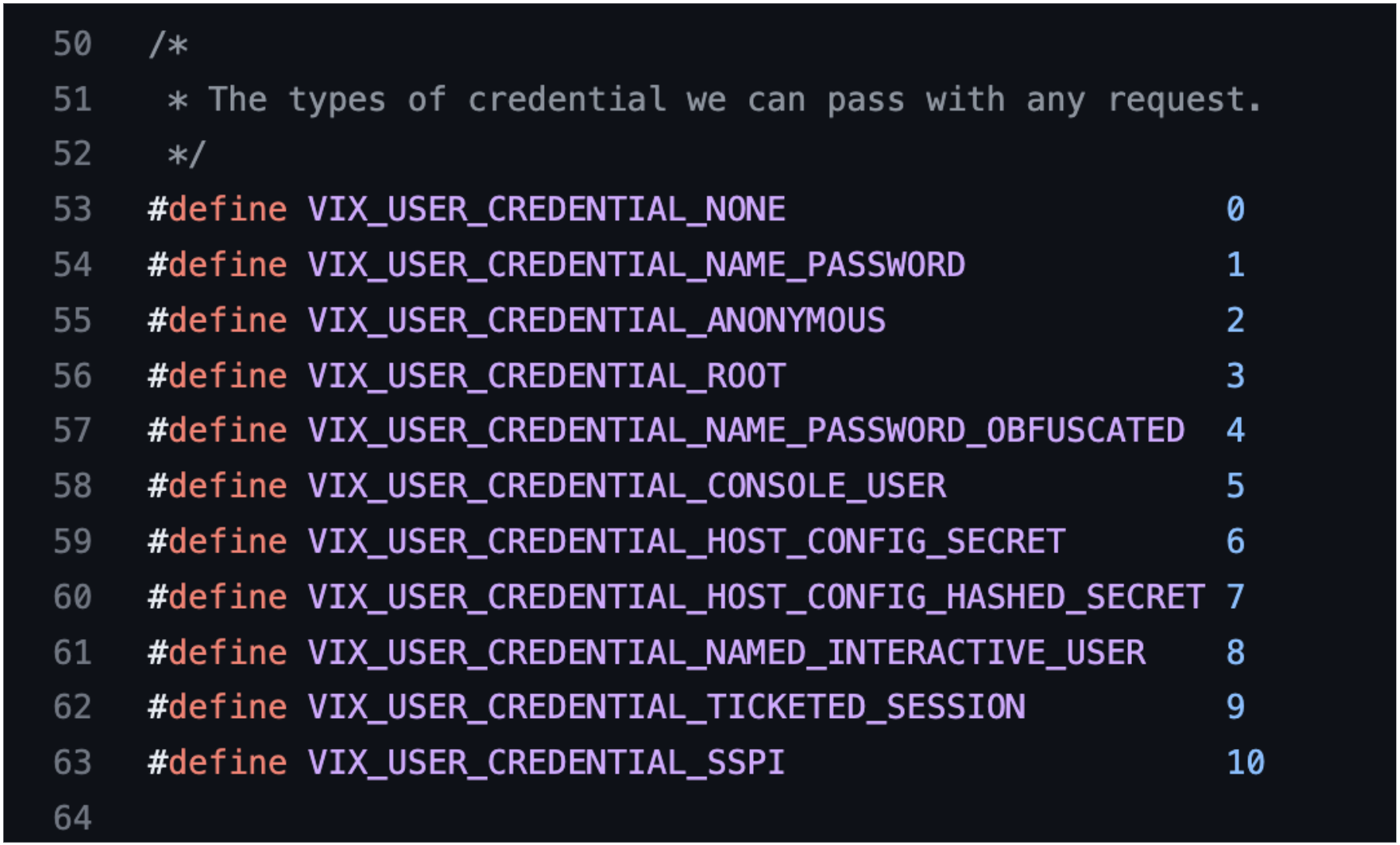 VixCommand userCredentialTypes 