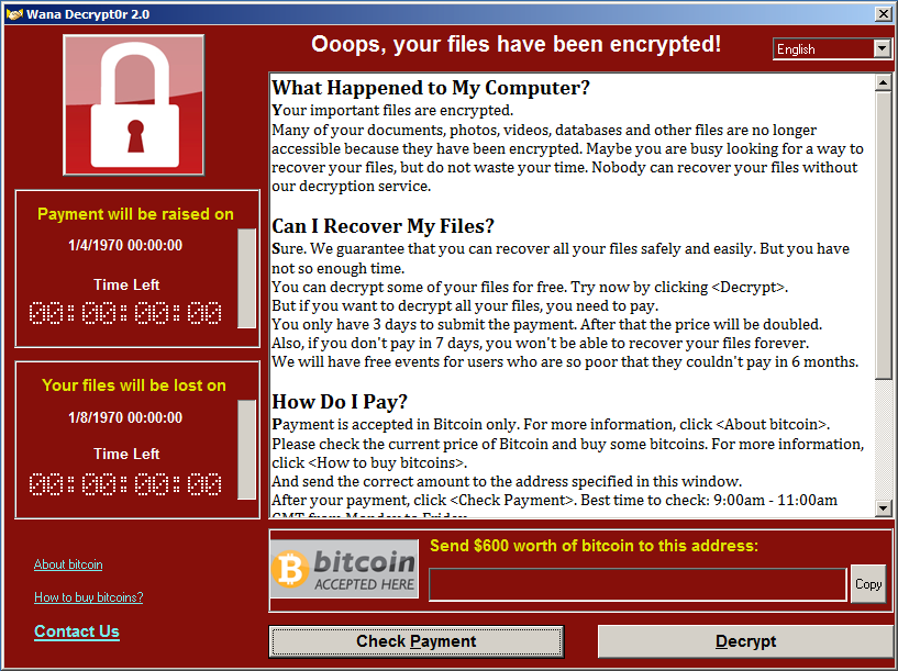 Encryption warning displayed to user