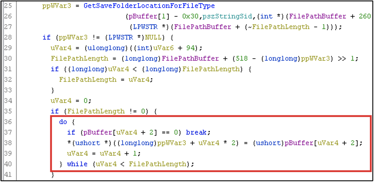 Identifier string is appended to folder path string