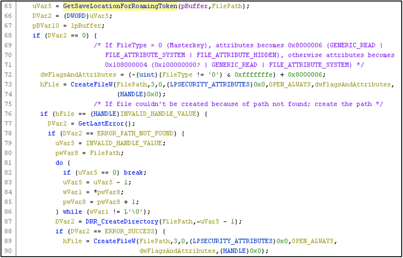 The modified file path is passed to kernel32!CreateFileW