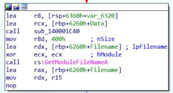 Retrieving malware module name using using GetModuleFileNameA